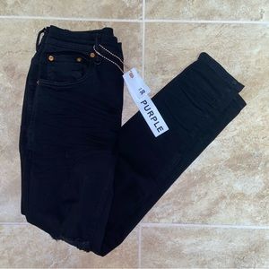 PURPLE brand jeans size 30 P002 Slim fit black jeans rips on knees + both tags